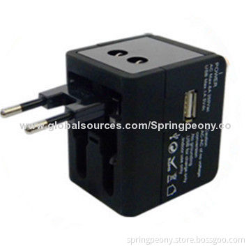 Universal Travel Adapter/Plug with 110-250V AC Input, SGS, CE, FCC, RoHS Marks